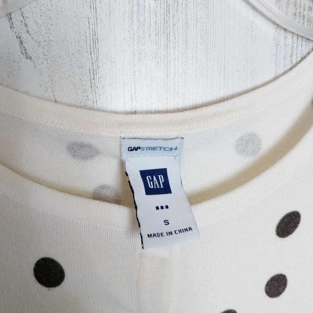 GAP Small Cardigan Sweater Ivory Gray Polka Dot - Picture 2 of 3